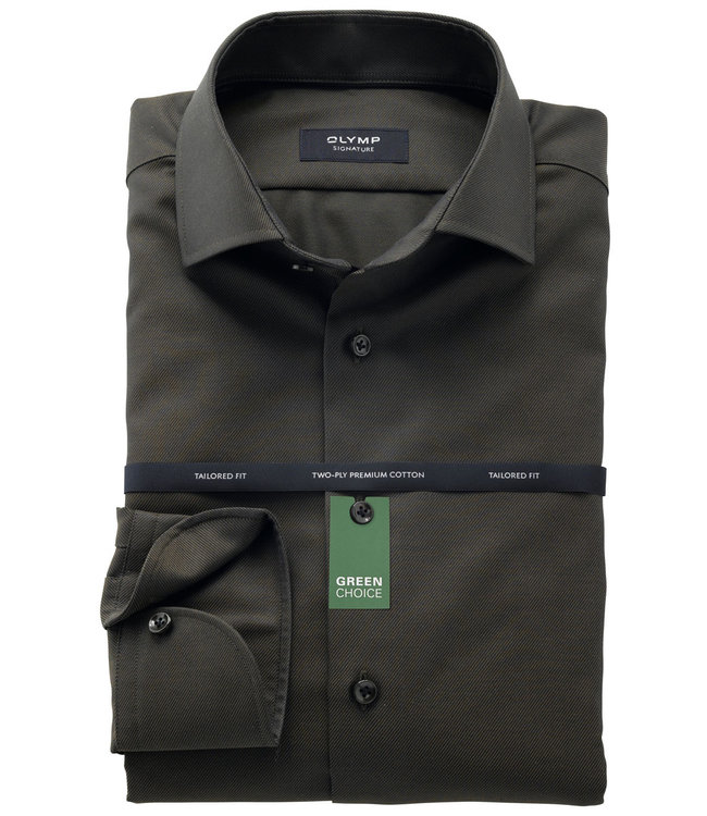 Olymp 8515 74 47 strijkvrij overhemd donkergroen wide spread