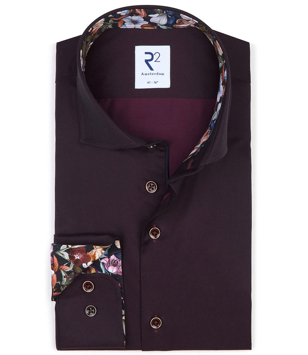 111.WSP.006/080 R2 Amsterdam heren overhemd bordeaux rood katoen -  Shirtsupplier.nl