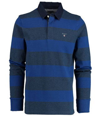 Gant jeansblauw-kobaltblauw heren rugby shirt sweater