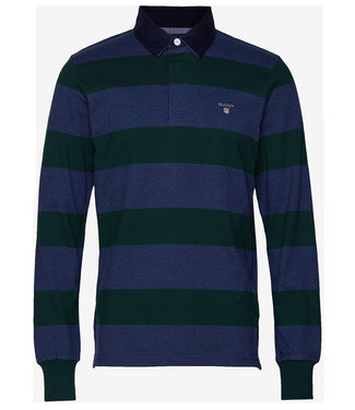 Gant donkergroen-jeansblauw heren rugby shirt sweater