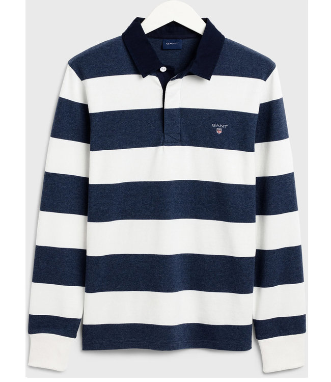 Gant donkerblauw-wit heren rugby shirt sweater