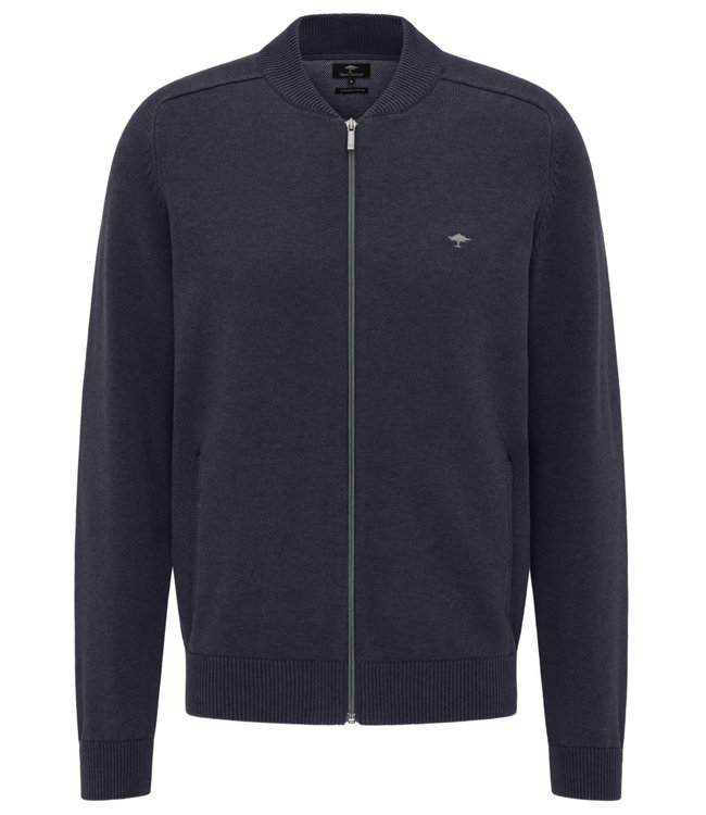 Fynch Hatton 1000 204 690 navy Fynch Hatton heren donkerblauw vest baseball kraag katoen