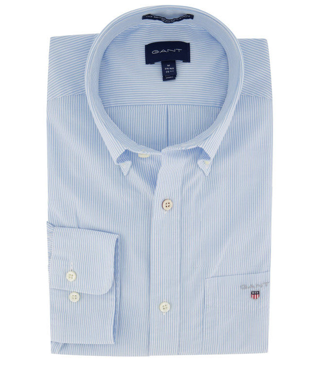 3063000 468 Gant heren overhemd lichtblauw-wit katoen Shirtsupplier.nl