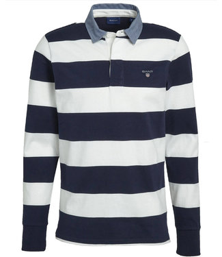 Gant wit-donkerblauw heren rugby shirt sweater