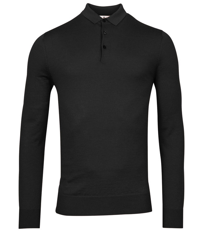 Thomas Maine 2183TM100-90 heren polo lange mouw zwart