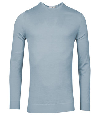 Thomas Maine heren ronde hals trui ijs blauw lichtblauw merino wol
