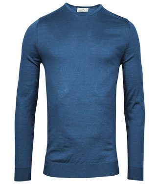 Thomas Maine heren ronde hals trui blauw merino wol