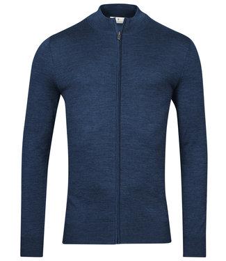 Thomas Maine heren merino wol donker jeans blauw vest met rits