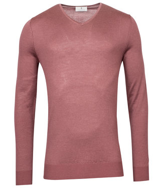 Thomas Maine heren v-hals trui oud roze bruin merino wol