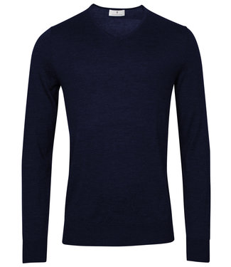 Thomas Maine heren v-hals trui donkerblauw merino wol