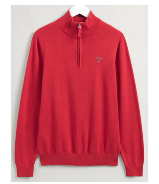 Gant heren rood fire red melange zipper met ritsje