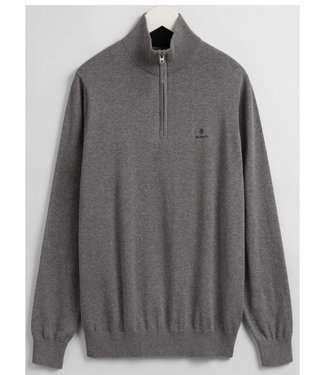 Gant heren grijs dark grey melange zipper met ritsje