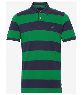 Gant heren polo gestreept donkerblauw groen lavish green