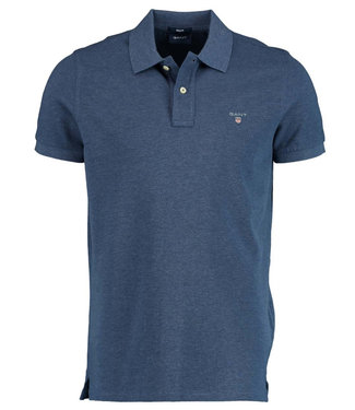 Gant marine melange heren polo korte mouw regular fit