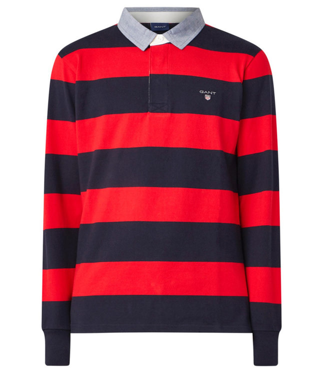Gant rood-donkerblauw heren rugby shirt sweater