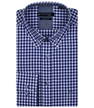 Giordano Regular Fit donkerblauw wit ruitje button down