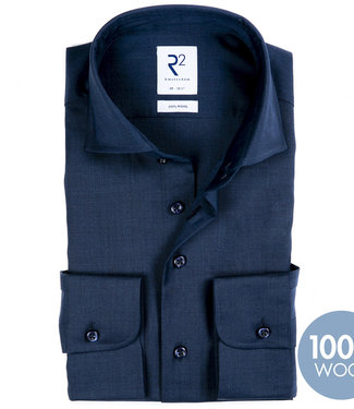 overhemd donkerblauw 1knoops wide spread