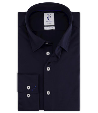 overhemd donkerblauw 1knoops button under