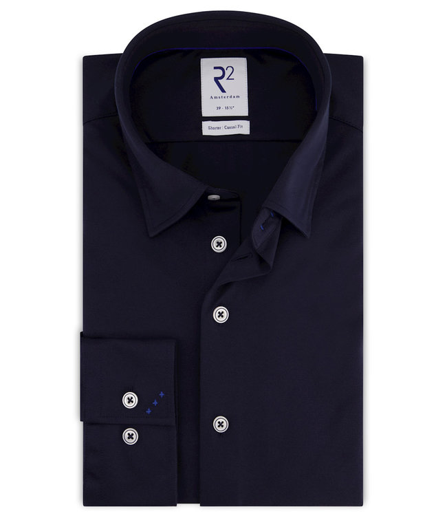 116.HBD.013/010 overhemd donkerblauw 1knoops button under