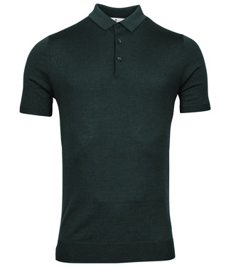 Thomas Maine heren polo korte mouw donkergroen dark green merino wol