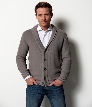 Thomas Maine heren vest met shawl kraag jute met knopen