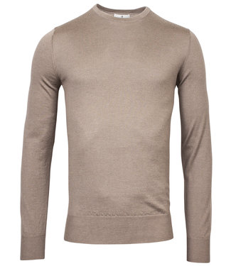 Thomas Maine heren ronde hals trui jute bruin merino wol cashmere