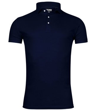 Thomas Maine polo donkerblauw 1knoops wide spread