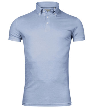 Thomas Maine polo blauw blue 1knoops button down