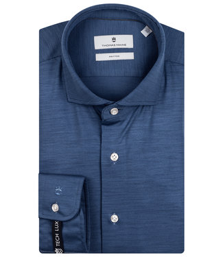 Thomas Maine overhemd blauw blue variant wol jersey