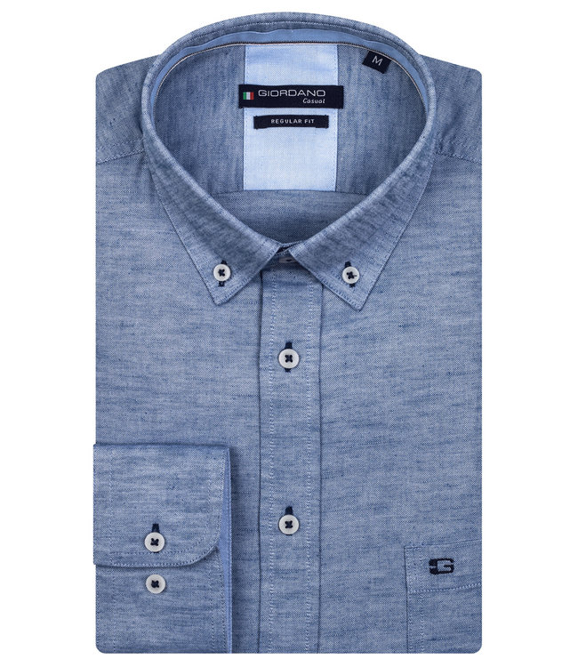 Giordano Regular Fit 217005-60 Giordano Regular heren overhemd lange mouw blauw oxford