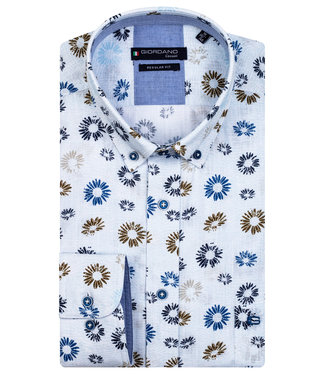 Giordano Regular Fit lichtblauw bruin blauw donkerblauw bloemen print