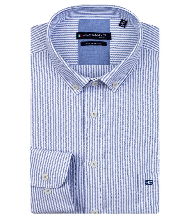 217101-64 lichtblauw-wit oxford streepje button down borstzak