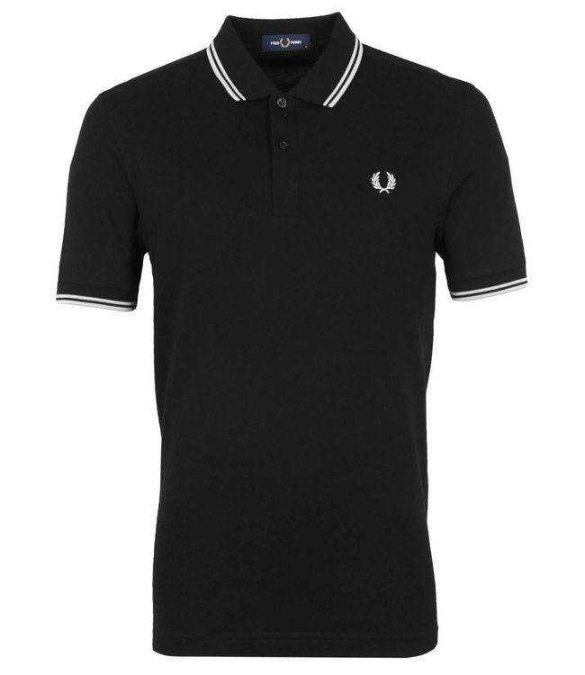 Fred Perry M3600 kleur 350 Fred Perry Twin Tipped polo zwart met wit Fred Perry logo