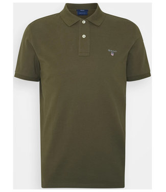 Gant donkergroen racing green heren polo korte mouw regular fit