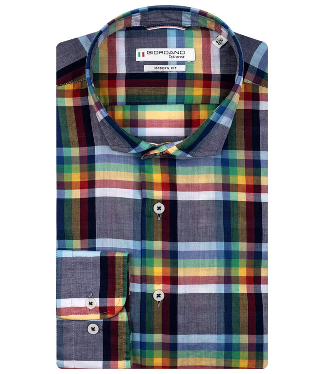 217829-60 Giordano heren overhemd modern fit tutti colori ruit