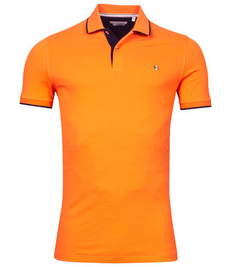 heren polo oranje donkerblauwe details
