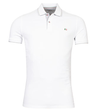 Giordano Tailored heren polo wit grijze details