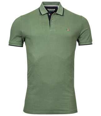 heren polo groen donkerblauwe details