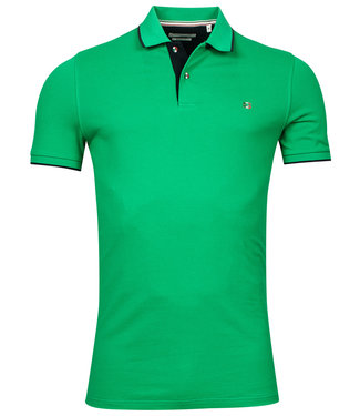 heren polo gras groen donkerblauwe details