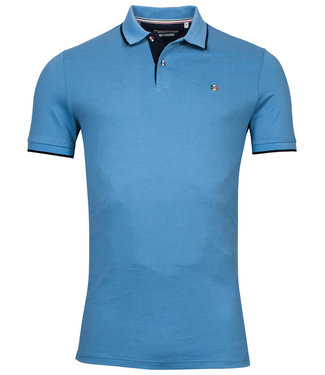 heren polo blauw donkerblauwe details
