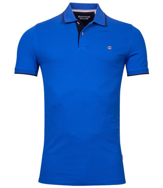 heren polo kobaltblauw donkerblauwe details