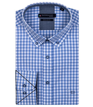 Giordano Regular Fit korte mouw blauw-wit ruitje