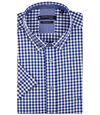 Giordano Regular Fit korte mouw donkerblauw-wit ruitje