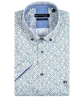 Giordano Regular Fit korte mouw wit met pastel groen geel blauw vissen print