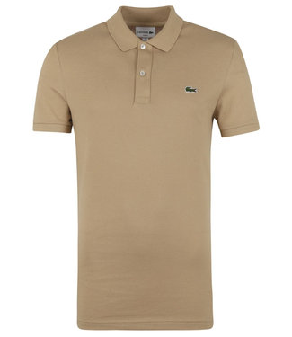 Lacoste slim fit beige polo groen krokodil