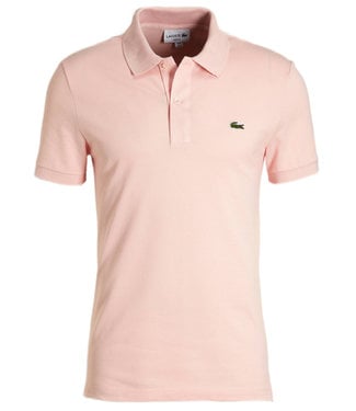 Lacoste slim fit lichtroze polo groen krokodil