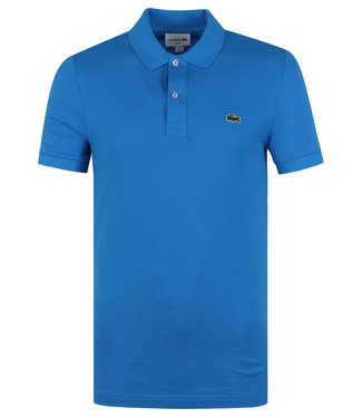 Lacoste slim fit kobaltblauw polo groen krokodil