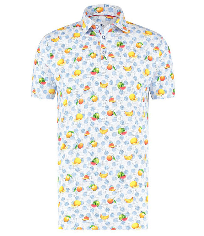116.POLO.018/073 heren polo tutti colori bananen citroen fruit print