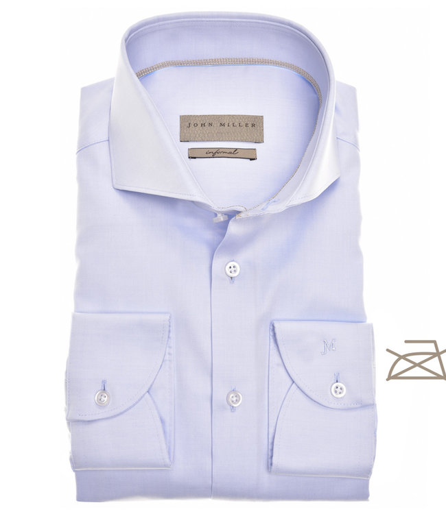 John Miller 5140059 110-630 lichtblauw heren overhemd strijkvrij katoen cut away