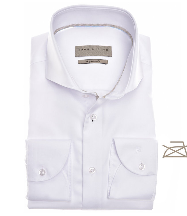 John Miller 5140059 910-630 wit heren overhemd strijkvrij katoen cut away